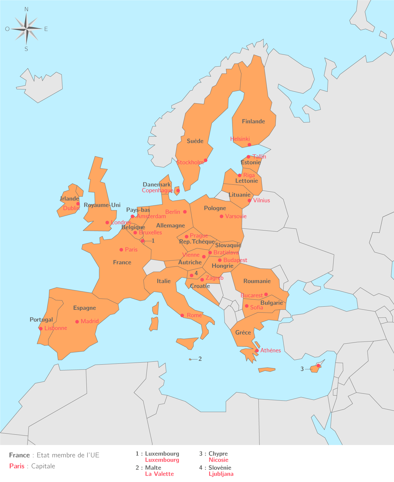Capitales De L Union Europ enne Carte POTN