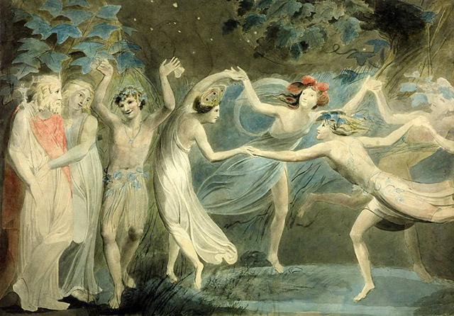 "Obéron, Titiana et Puck dansant avec les fées", WIlliam Blake