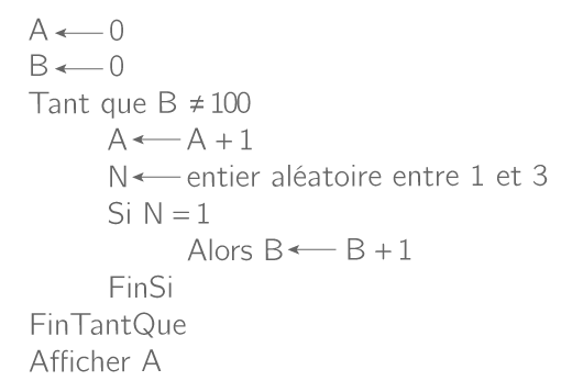 Comprendre un algorithme de simulation - 1S - Exercice Mathématiques