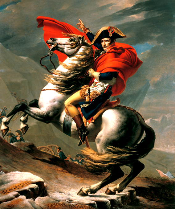 Jacques-Louis David, Bonaparte franchissant le Grand-Saint-Bernard, 1803.