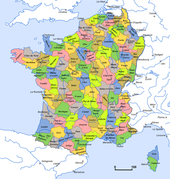 Carte des départements français
