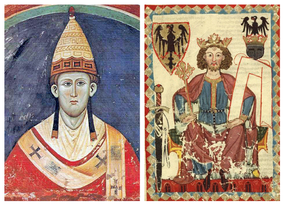 La pape Innocent III et l'empereur Frédéric Ier