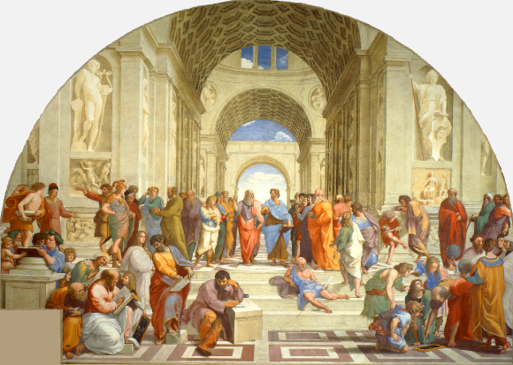 L'École d'Athènes, fresque réalisée par Raphaël entre 1509 et 1511.