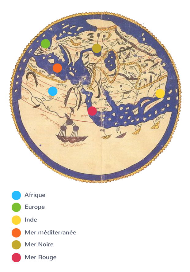 Le monde méditerranéen cartographié par le géographe musulman Al-Idrisi au XIIe siècle