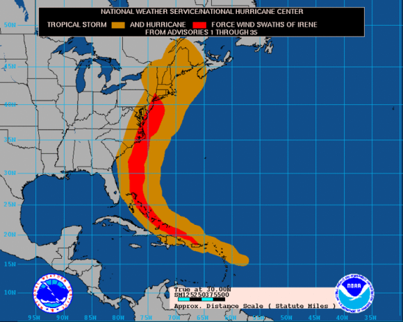 Surveillance de l'ouragan Irene par le National Hurricane Center, août 2011
