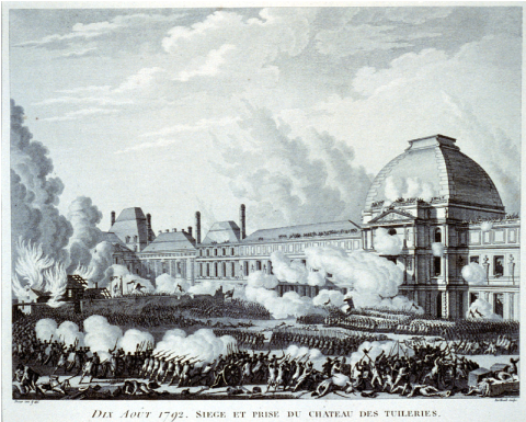 Dix août 1792. Siège et Prise du château des Tuileries, gravure publiée dans Collection complète des tableaux historiques de la Révolution française, 1804