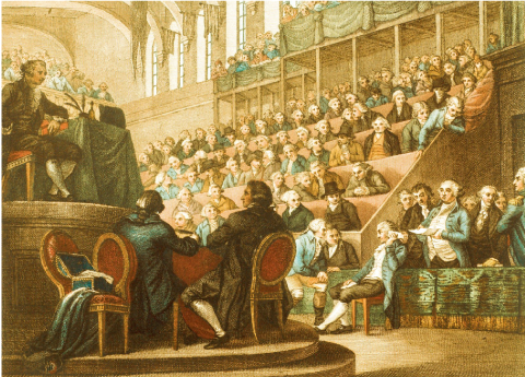 Gravure anonyme du XVIIIe siècle représentant Louis XVI lors de son procès