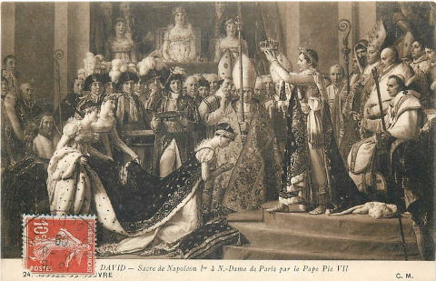 Le sacre de l'empereur Napoléon Ier en 1804 peint par Jacques-Louis David en 1807.