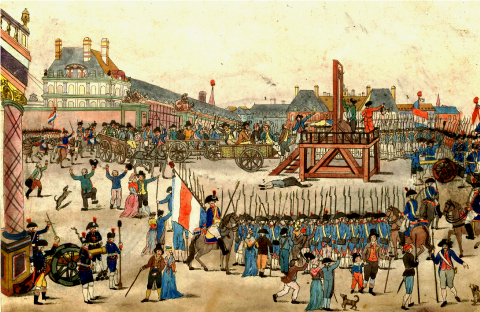 Estampe anonyme représentant l'exécution de Robespierre en 1794
